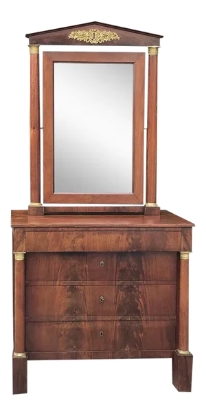 19th Century French Empire Period Mahogany Dresser With Mirror