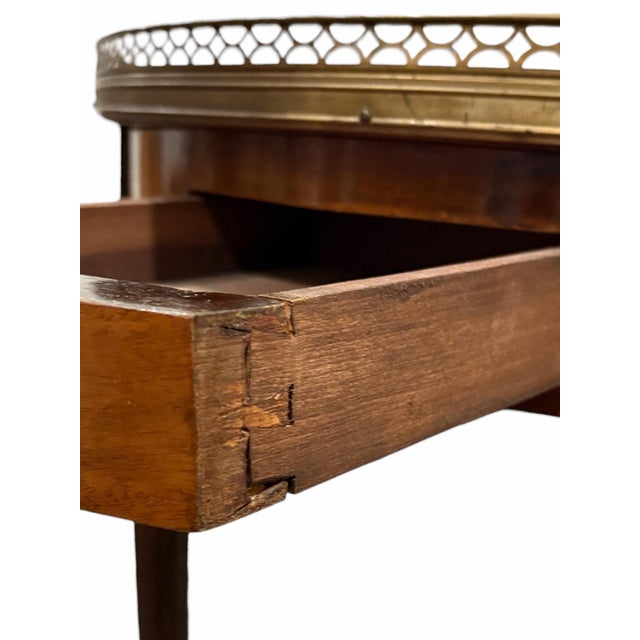 Wood 1910s Antique French Louis XVI Mahogany & Marble Bouillotte Center Table For Sale - Image 7 of 7