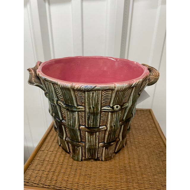 English Antique Majolica Planter/Cache Pot For Sale - Image 3 of 5