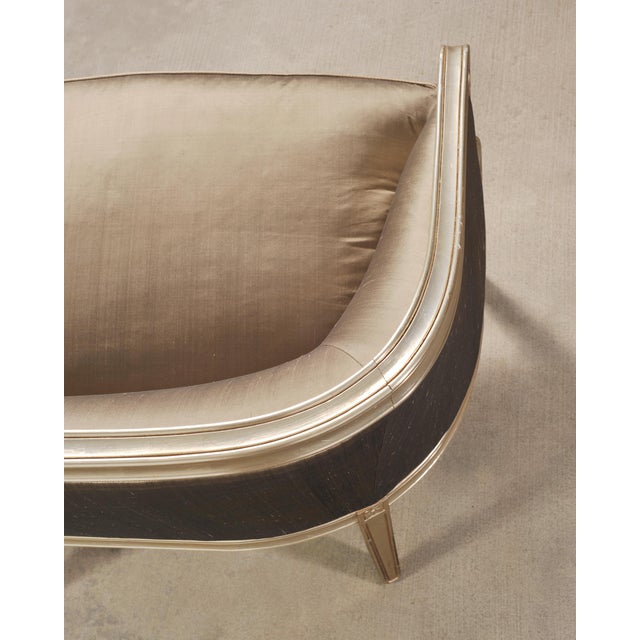 Dennis & Leen Italian Settee Cabriole Sofa Champagne Silver For Sale - Image 15 of 18