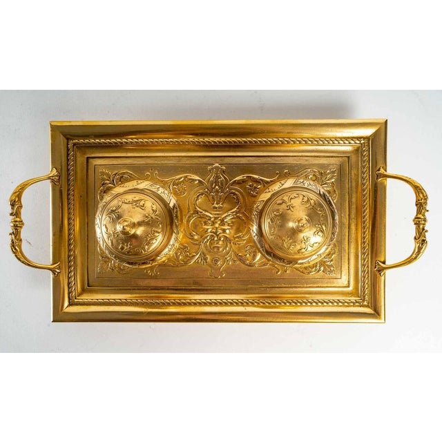 19th Century Double Inkwell in Gilded Bronze For Sale - Image 9 of 13