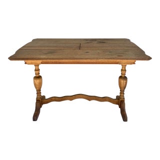 Vintage Farmhouse Rustic Expanding Trestle Table For Sale