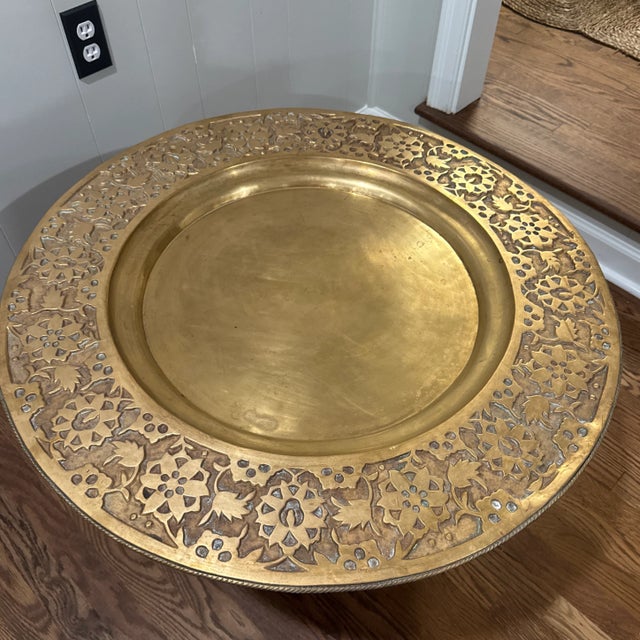 Moroccan Brass Tray Table For Sale - Image 10 of 11