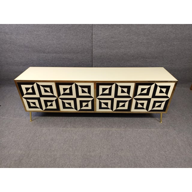 Sideboard with Optic Black and White Murano Glass Doors from Justfurnituress SRL For Sale - Image 17 of 18