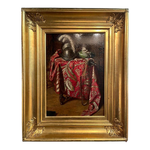 19th Century (Late) Painting Officer's Helmet by Jules Desgoffe 1864-1905