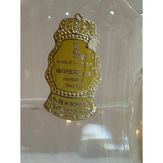 1970s Imperlux Bohemia Czechoslovakia Handcut Crystal Vase With Frosted Rose Etched For Sale - Image 12 of 14