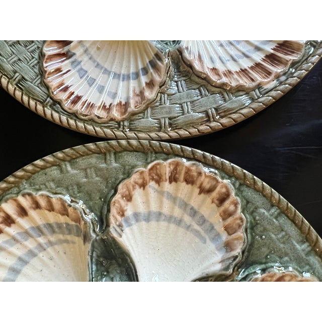 Ceramic French Oyster Plate by Longchamp Terre De Fer, C. 1900 For Sale - Image 7 of 12