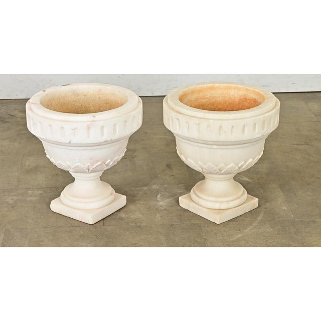 Portuguese 19th Century Pair of Carved Alabaster Urns For Sale - Image 9 of 10