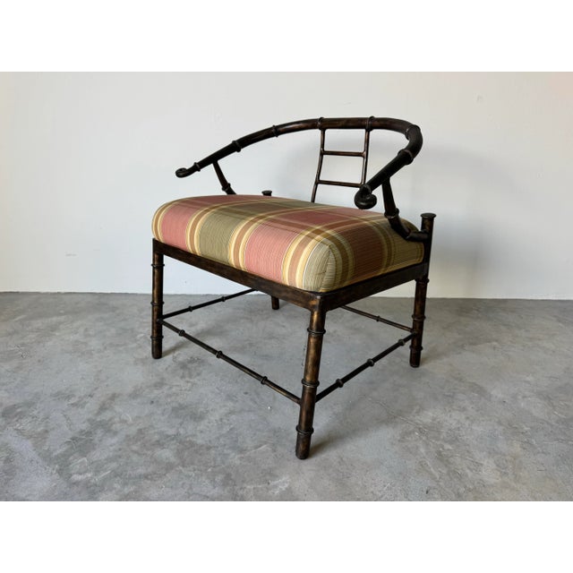 Vintage Mastercraft Asian-Style Faux Bamboo Metal Lounge Chair/ Sold For Sale - Image 10 of 12