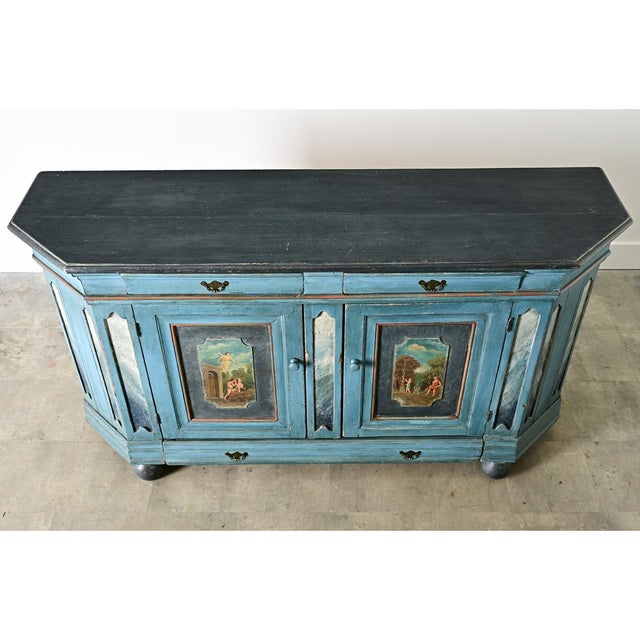 Wood Italian 18th Century Painted Buffet For Sale - Image 7 of 12