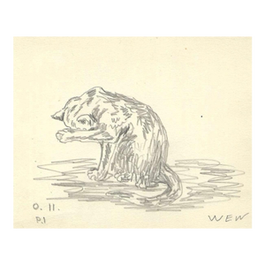 1943 William Wood Cat Drawing