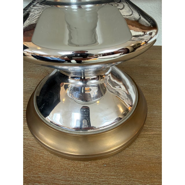 Chrome + Brass Modernist Table Lamp For Sale - Image 4 of 12