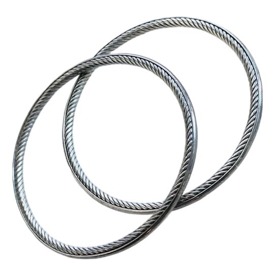 David Yurman Inside-Out Cable Bracelet Set of 2, Sterling Silver, Discontinued, Iconic Luxury Jewelry For Sale