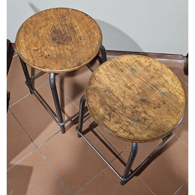 Set of Vintage Industrial Stools, 1930s For Sale - Image 6 of 6