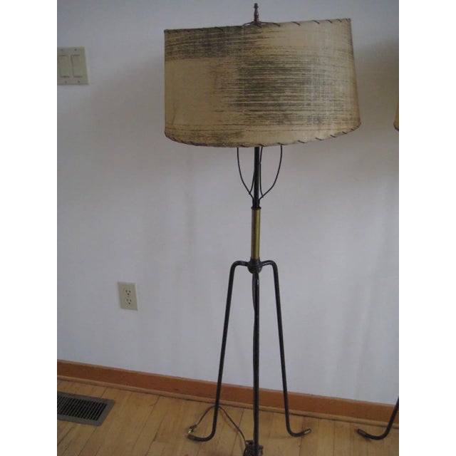 Amazing Parzinger floor lamps circa 1950-1959 with original cream and black fiberglass shade.Tommi Parzinger German...