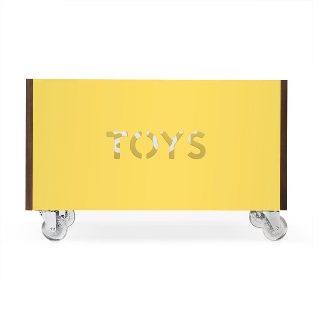Nico & Yeye Toy Box Chest on Casters Walnut Wood Veneer Yellow Chairish