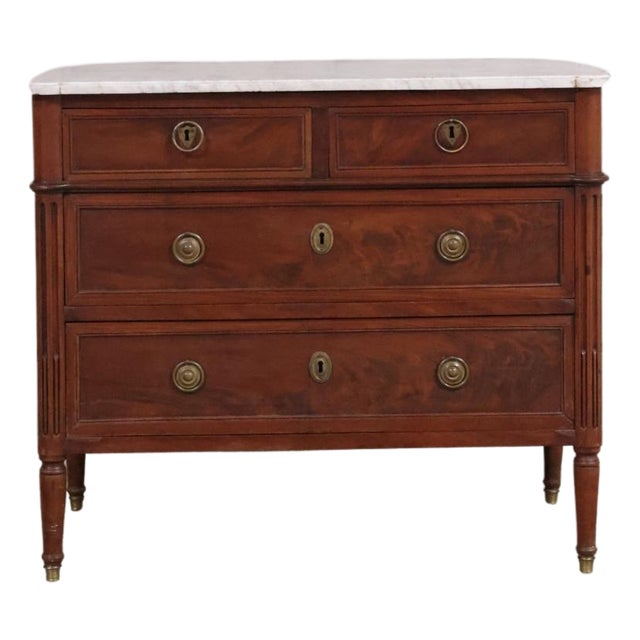 19th Century Louis XVI Chest With White Marble Top For Sale