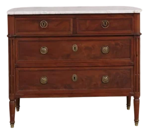 19th Century Louis XVI Chest With White Marble Top