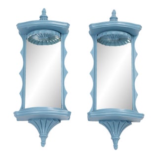Vintage Chinoiserie Pagoda Mirrored Wall Shelves - A Pair For Sale