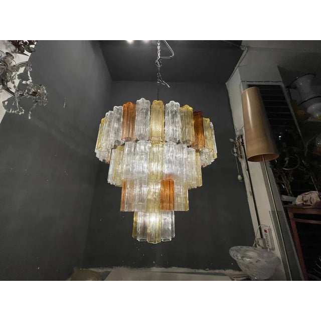 Extra large murano glass tronchi tube chandelier features 80 multicolored murano glass tubes height including chain and...