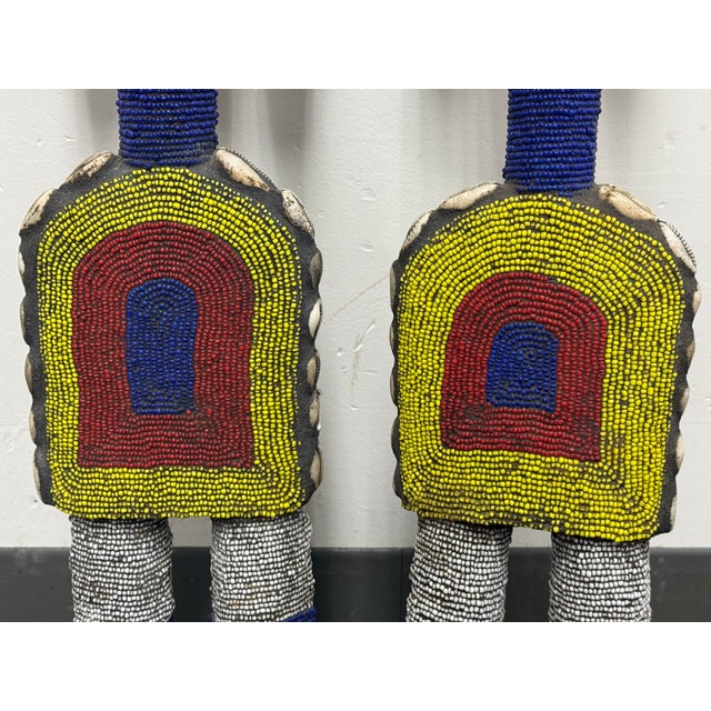 Cameroon Grassfields Bamileke Beaded Standing Figures, Pair For Sale - Image 11 of 12