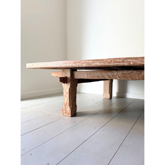 Large 19th Century Weavers Coffee Table in Lime Wash Teak, Indonesia For Sale - Image 4 of 15