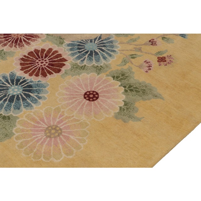 Not Yet Made - Made To Order Rug & Kilim Chinese Style Art Deco Rug in Gold with Red & Blue Floral Patterns - 12'x18' For Sale - Image 5 of 8