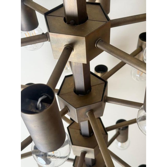 Brown Mid-Century Brass 24-Light Chandelier attributed to Gotthold Schönwandt, Germany, 1960s For Sale - Image 8 of 18