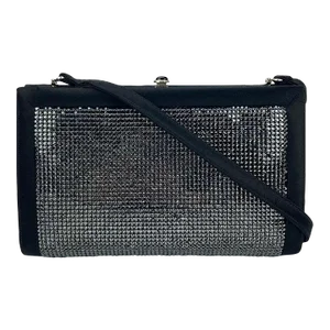 Judith Leiber Black Silk Black Diamante Evening Bag
