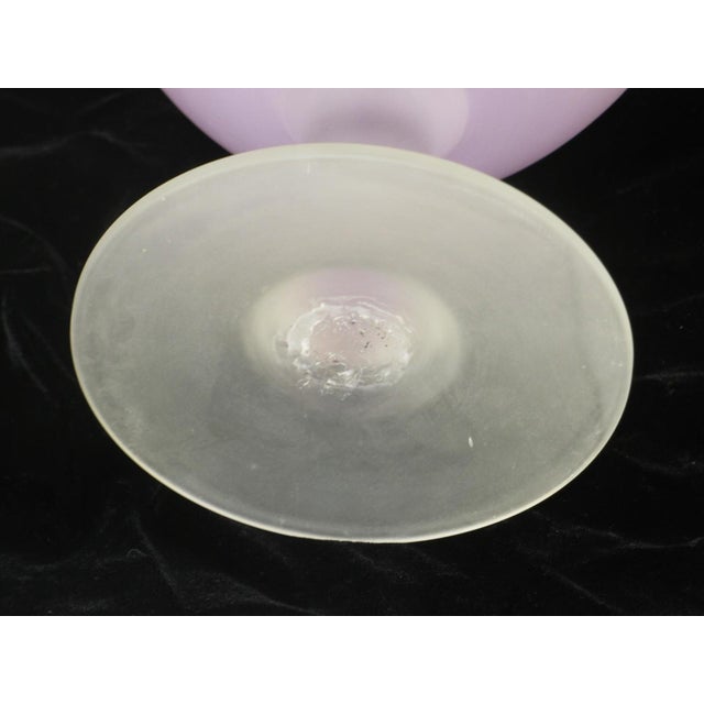 1970s Glass Vase Large 13" Victorian Purple Mouth Blown Frosted with Ruffle Top For Sale - Image 4 of 10