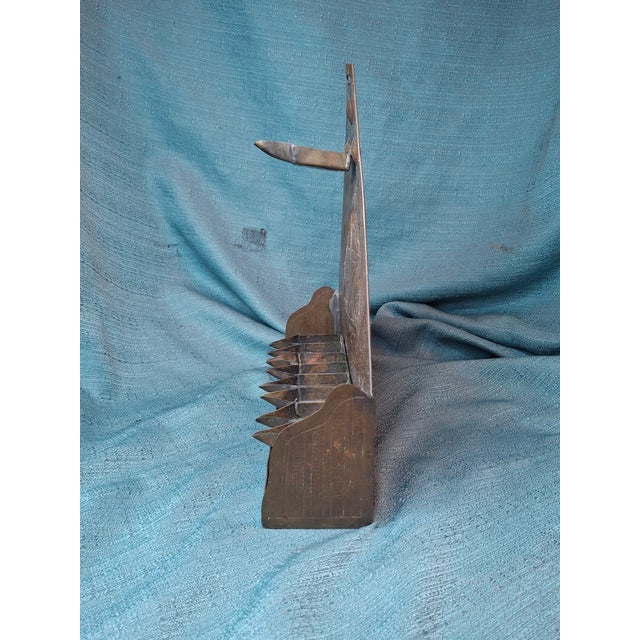 Rare 19thC Moroccan Brass Hanukkah Menorah Hand-Repoussé Maghrebi Judaica Oil For Sale - Image 17 of 17
