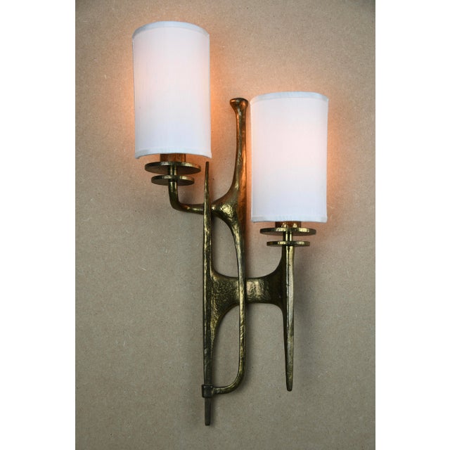 Sculptural Brutalist Bronze Wall Sconces by Félix Agostini, 1960, Set of 2 For Sale - Image 16 of 17