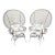 Vintage Boho Chic White Wicker Peacock Fan Back Chairs With Custom Cushions Pair For Sale