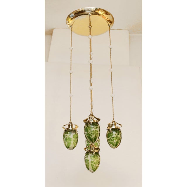 Art Nouveau Brass and Glass Chandelier, 1890s For Sale - Image 17 of 17