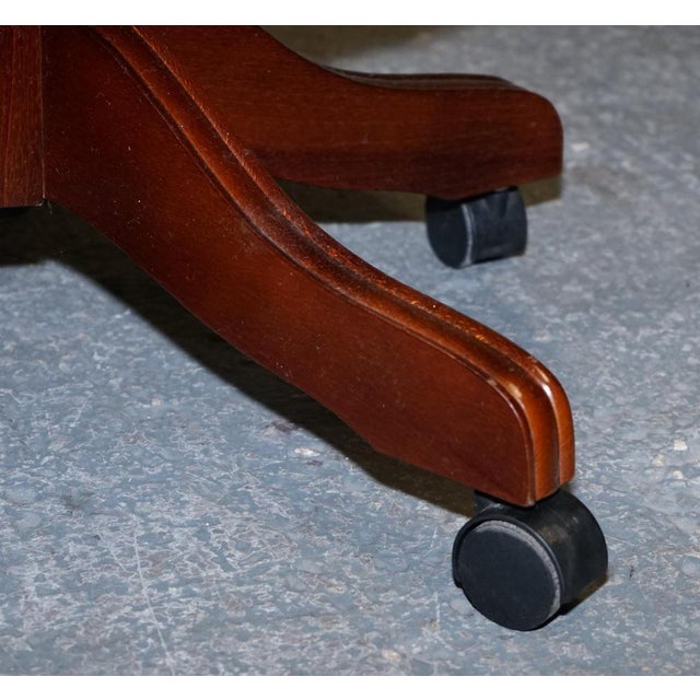 Vintage Chesterfield Dark Aged Grey Leather Directors Swifel Captains Chair For Sale - Image 14 of 16