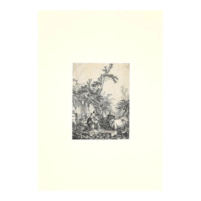 Jean-Honoré Fragonard, Grazing Herds with Figures, Original Print, 1772 For Sale