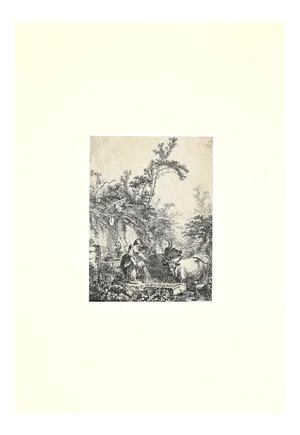 Jean-Honoré Fragonard, Grazing Herds with Figures, Original Print, 1772