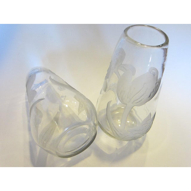 Art Nouveau Pair of Early 19th Century Etched Tulips Cameo Glass Vases Signed Legras France For Sale - Image 3 of 17