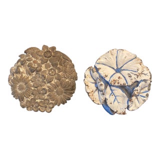 1920s Waverly Studios Cast Iron Hand Painted Curtain Tie Backs - Set of 2 For Sale