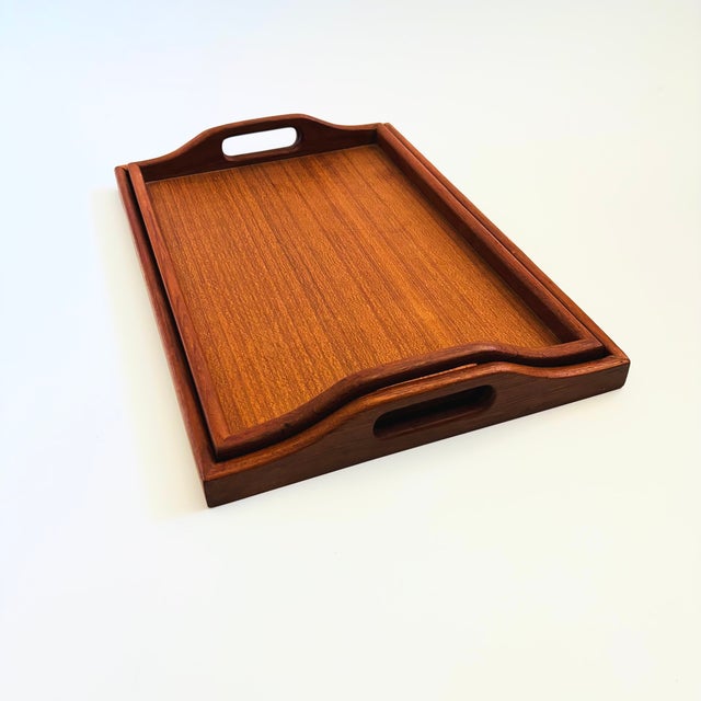 Large Rectangular Teak Nesting Trays - Set of 2 For Sale - Image 4 of 11