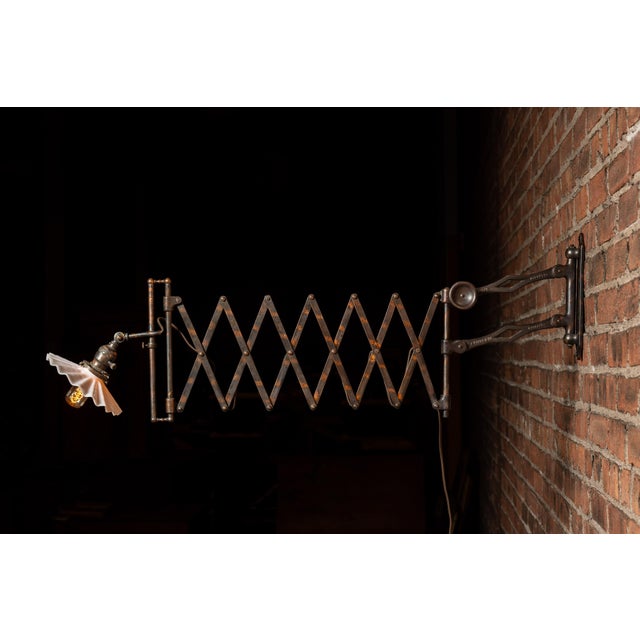 Early 20th Century Japanned Copper Scissor Arm Wall Lamp by F. W. Hardy For Sale In Chicago - Image 6 of 18