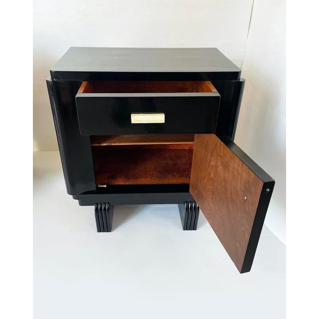 Vintage Bedside Tables in Lacquered Black, 1970s, Set of 2 For Sale - Image 4 of 10