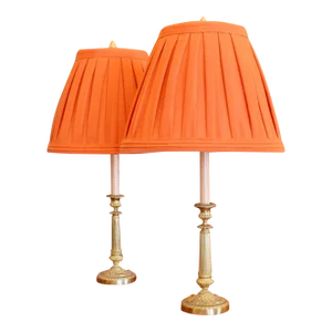 Pair of French Empire / Charles X Gilt Bronze Candlestick Lamps