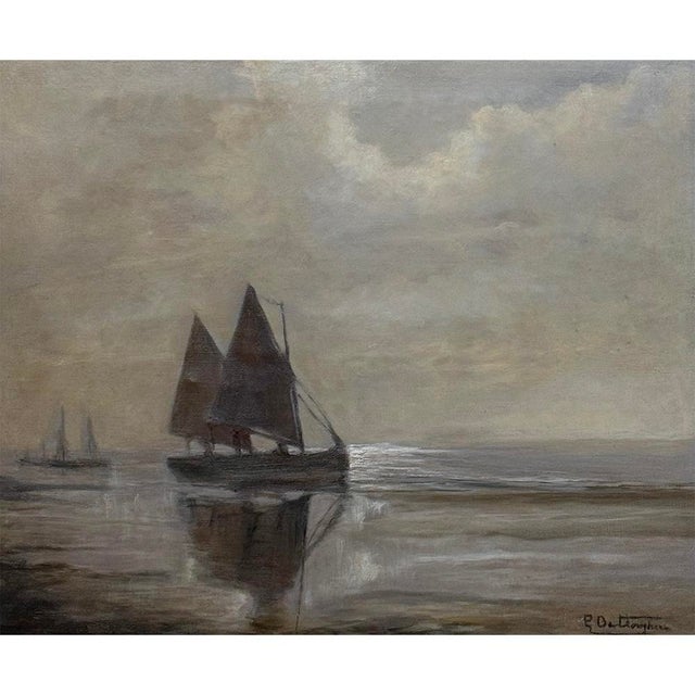 Antique Framed Nautical Oil Painting on Panel ~ Signed is a scene played out every morning during the past couple of...