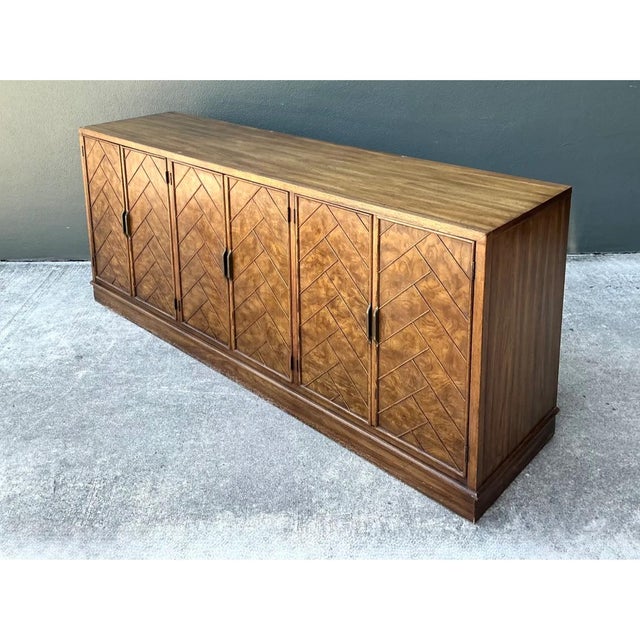 Vintage American of Martinsville Chevron Wood Credenza For Sale - Image 10 of 13