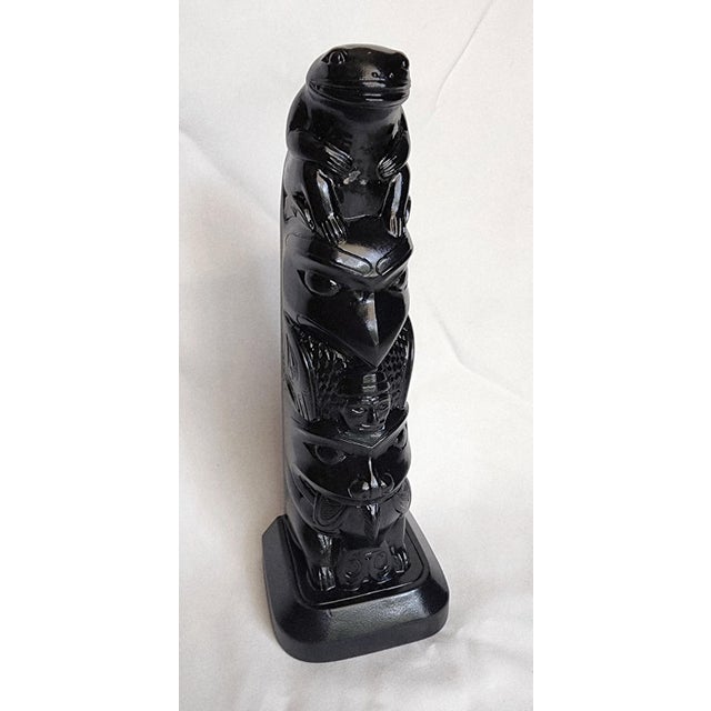 Vintage Hand Carved Haida Argillite Replica 5 Figure Totem Pole Frog Falcon Man Bear Fish For Sale - Image 10 of 10