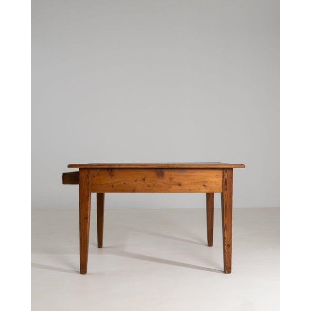 Wood 1900-1909 Scandinavia Warm Honey Oak Oak Side Table With Drawer For Sale - Image 7 of 11