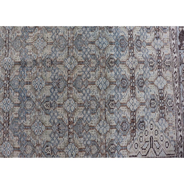 Tribal Antique Persian Malayer Rug With Intricate All-Over Geometric Design in Muted Earthy Tones 3'3"x4'9" For Sale - Image 3 of 9
