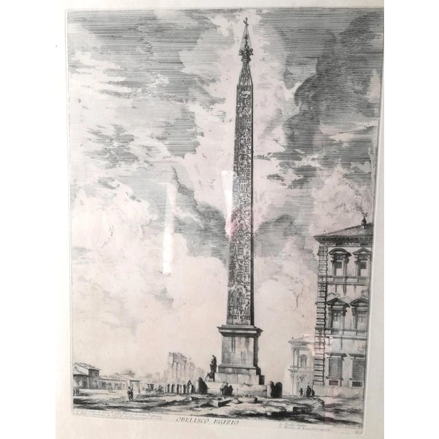 Black Piranesi, Views of Rome: Egyptian Obelisk, Etching, Framed For Sale - Image 8 of 10