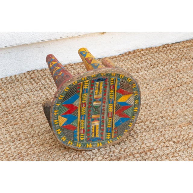 Yellow Antique Tribal Motif Nupe Stool For Sale - Image 8 of 9